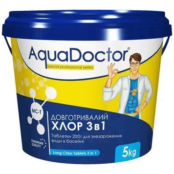 Средство дезинфицирующее Хлор 3 в 1 в таблетках 5 кг MC-T AquaDoctor 000025152 фото