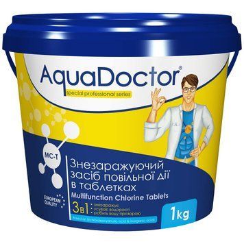 Средство дезинфицирующее Хлор 3 в 1 в таблетках 1 кг MC-T AquaDoctor 000023004 фото